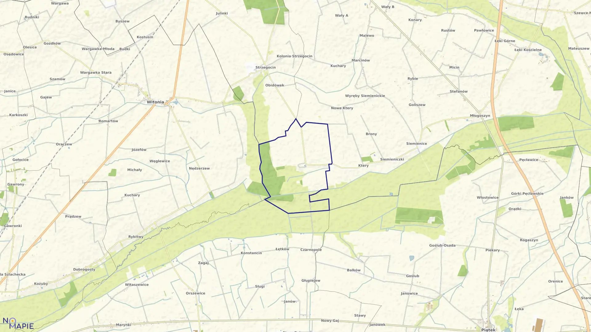 Mapa obrębu KTERY MAJĄTEK w gminie Krzyżanów