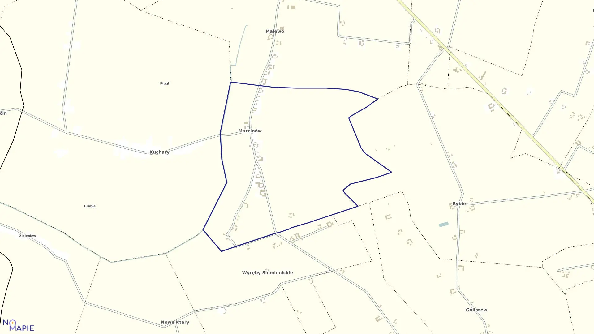 Mapa obrębu MARCINÓW w gminie Krzyżanów